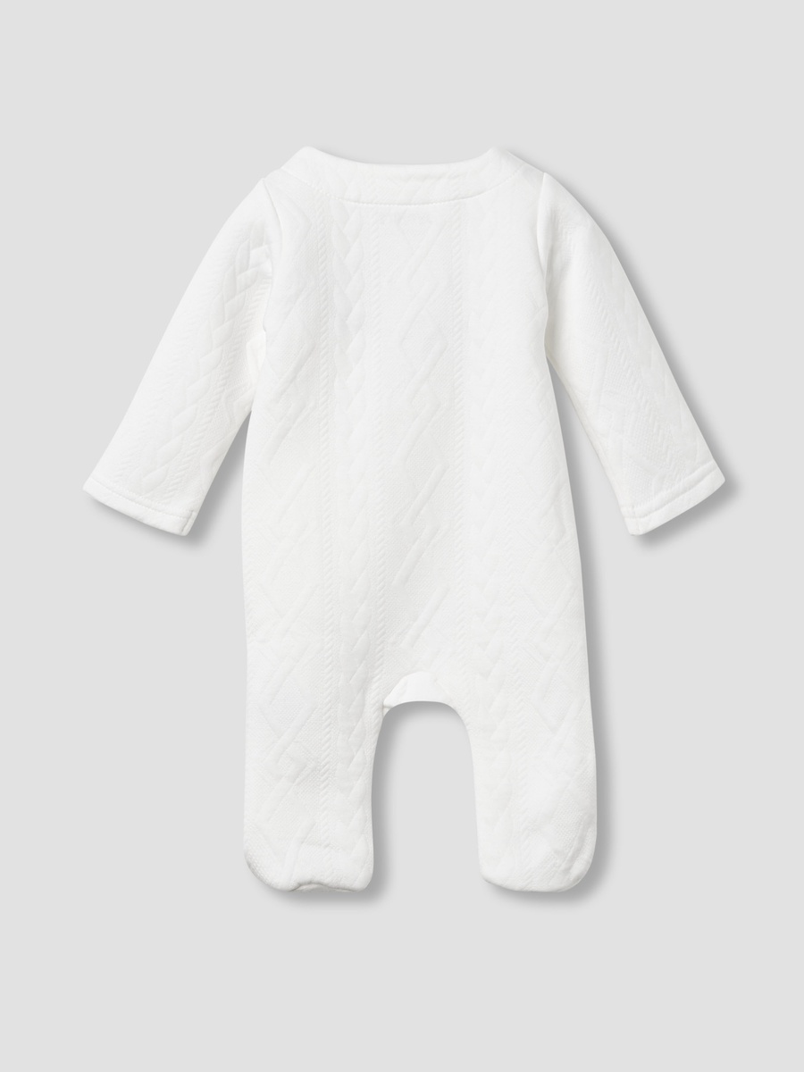 Jacquard Textured Sleepsuit with Long Sleeves