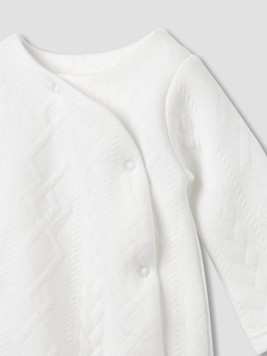 Jacquard Textured Sleepsuit with Long Sleeves