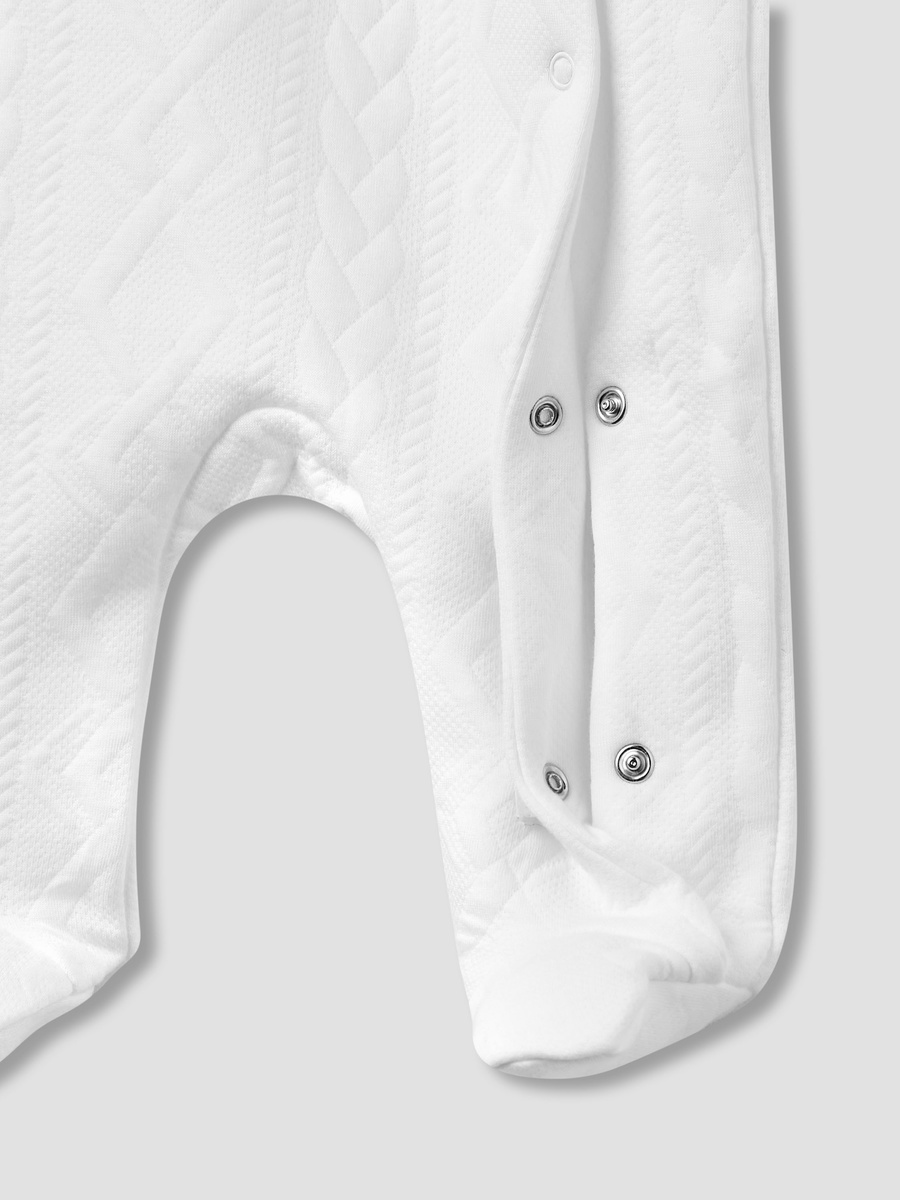 Jacquard Textured Sleepsuit with Long Sleeves