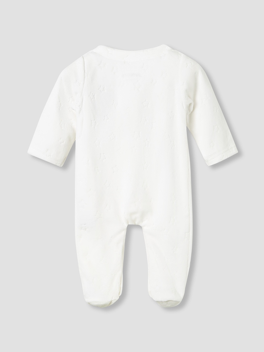 Crew Neck Sleepsuit with Floral Embroidery