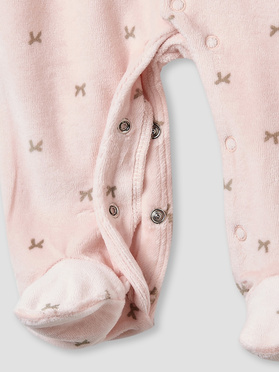 Crew Neck Sleepsuit with Bow Print