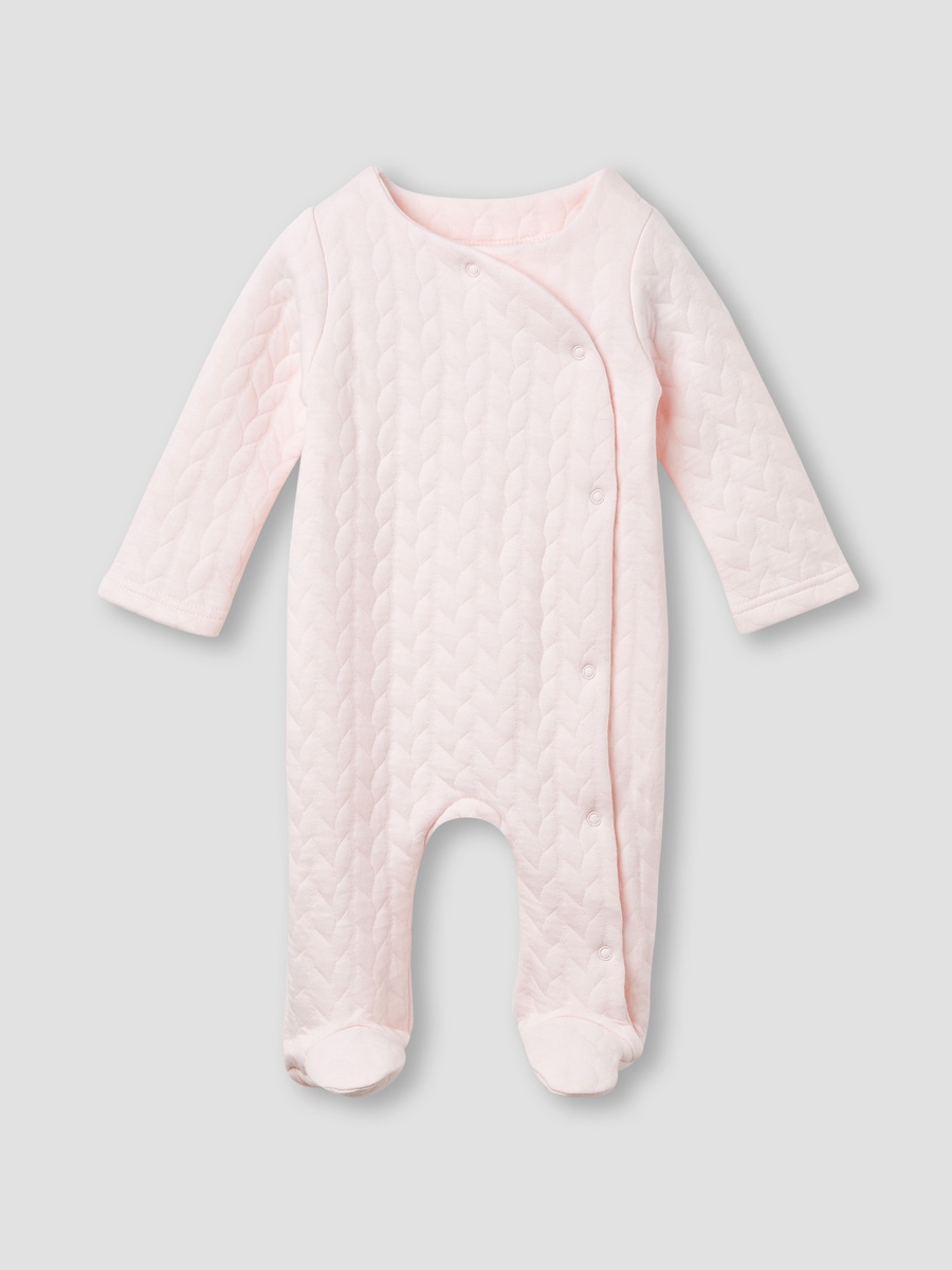 Jacquard Textured Sleepsuit with Long Sleeves