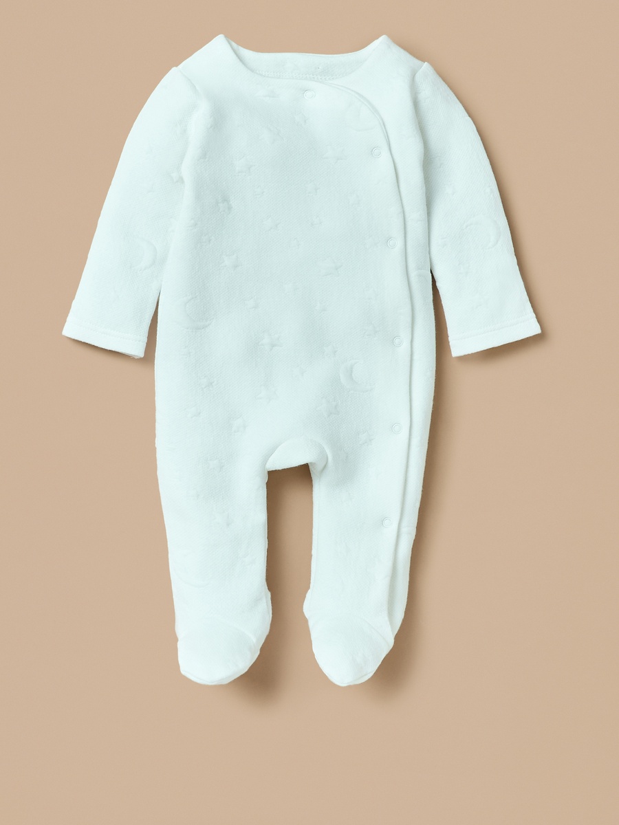 Jacquard Padded Closed Feet Sleepsuit with Button Closure