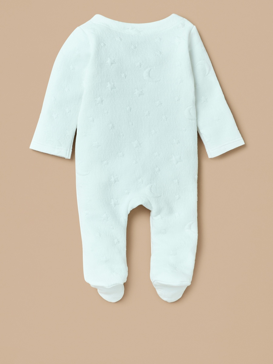 Jacquard Padded Closed Feet Sleepsuit with Button Closure