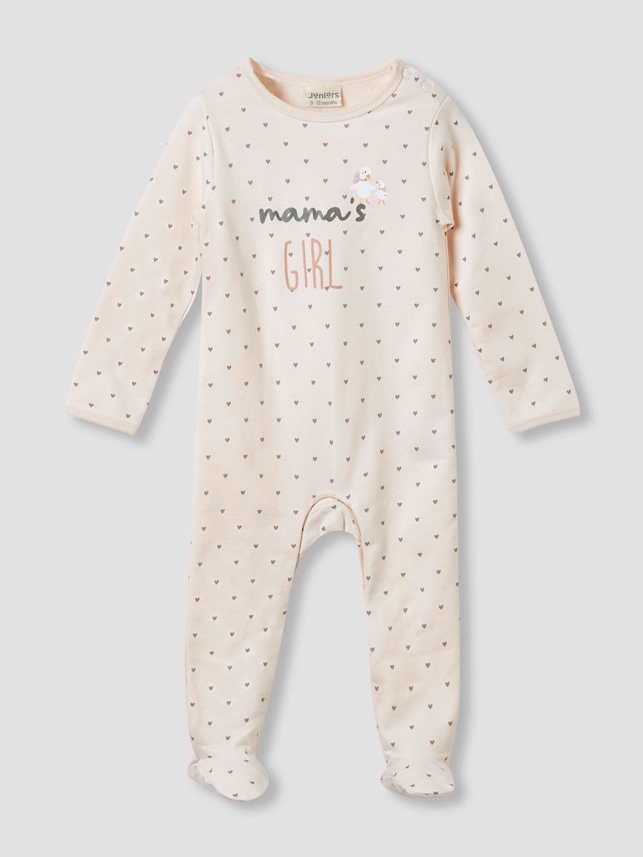 Cotton Round Neck Long Sleeve Sleepsuit with Snap Button Closure