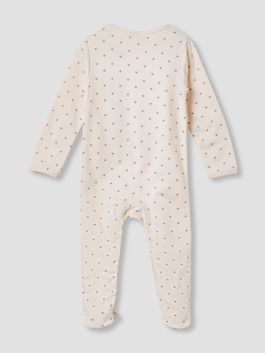 Cotton Round Neck Long Sleeve Sleepsuit with Snap Button Closure