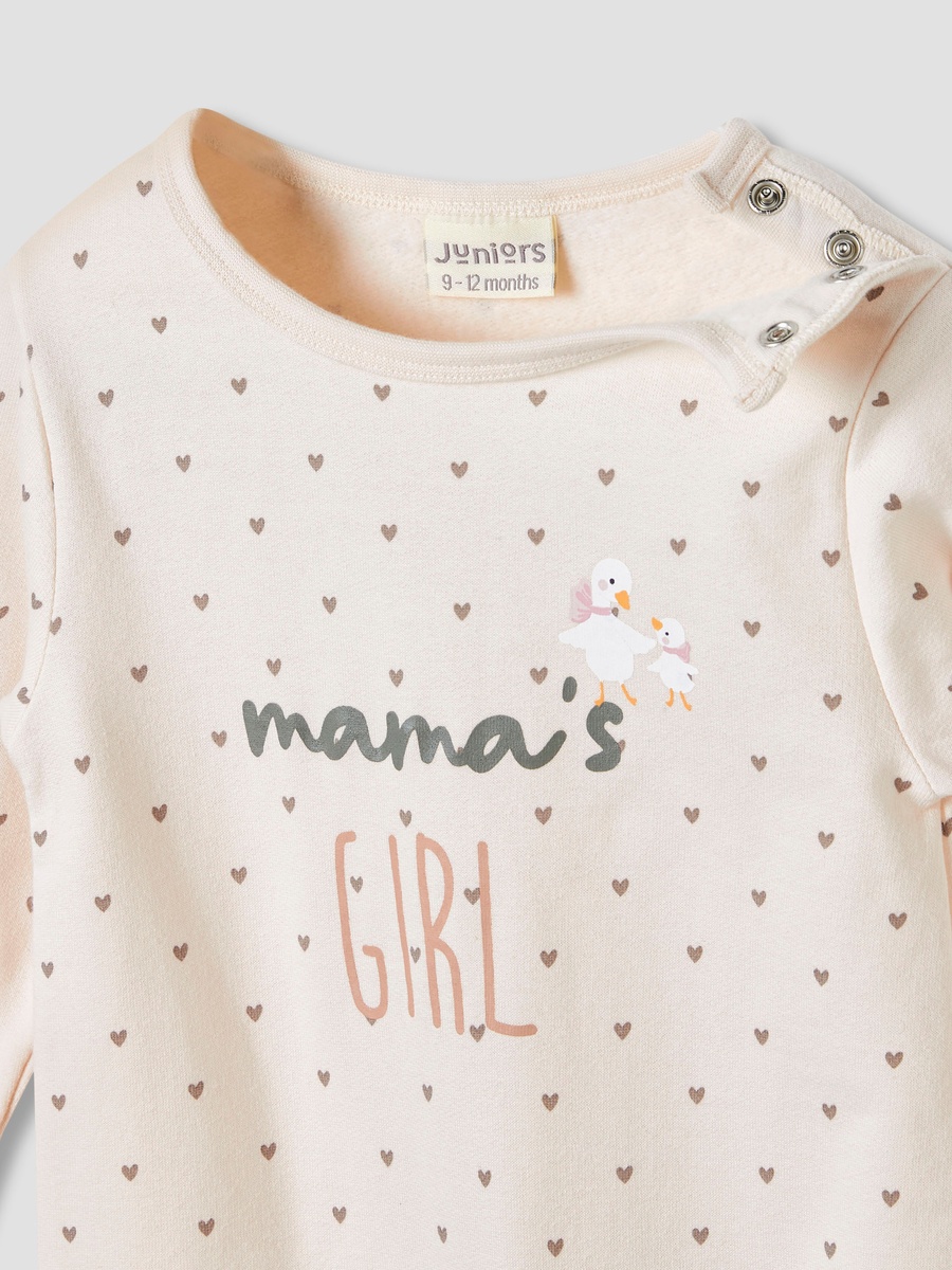 Cotton Round Neck Long Sleeve Sleepsuit with Snap Button Closure