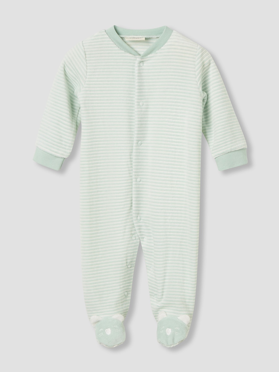 Crew Neck Sleepsuit with Stripes
