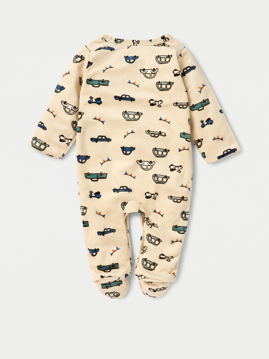 Vehicle Print Closed Feet Sleepsuit with Button Closure
