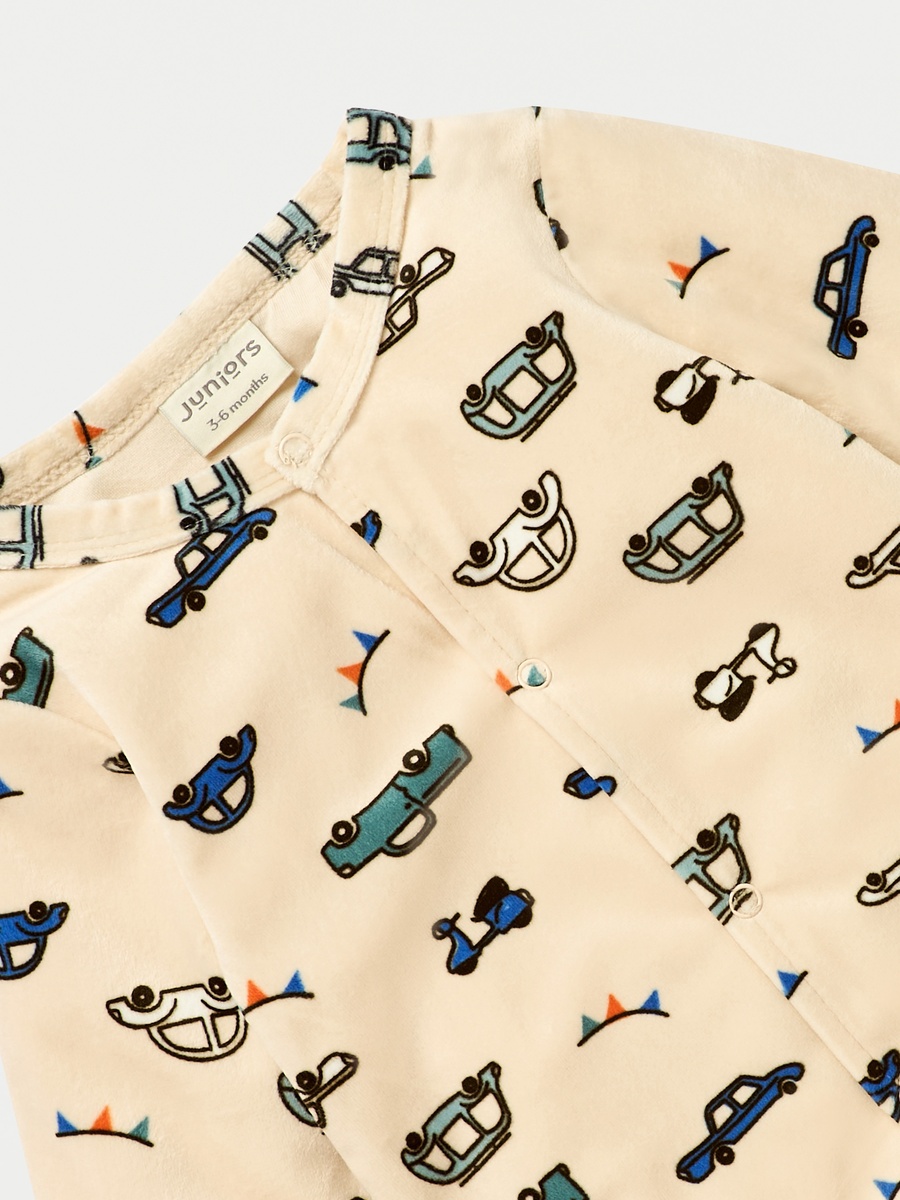 Vehicle Print Closed Feet Sleepsuit with Button Closure