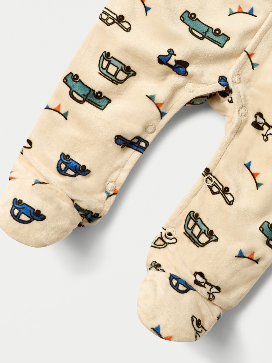 Vehicle Print Closed Feet Sleepsuit with Button Closure