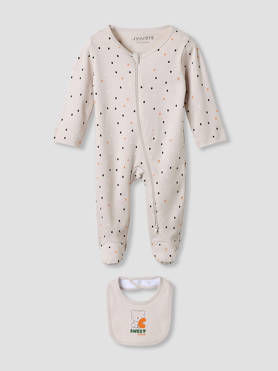 Crew Neck Sleepsuit with Bib