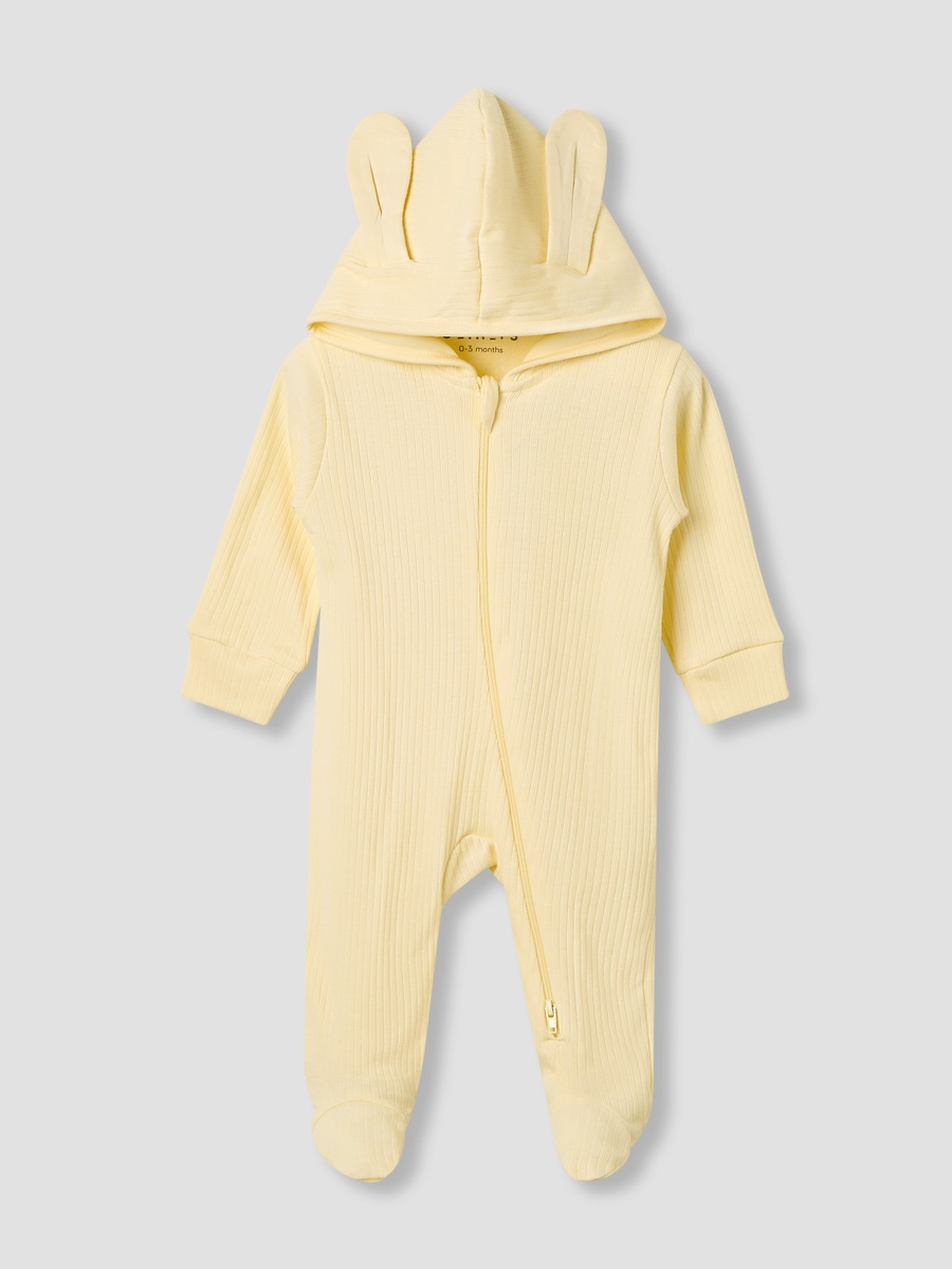 Hooded Sleepsuit with Moving Ears Accent