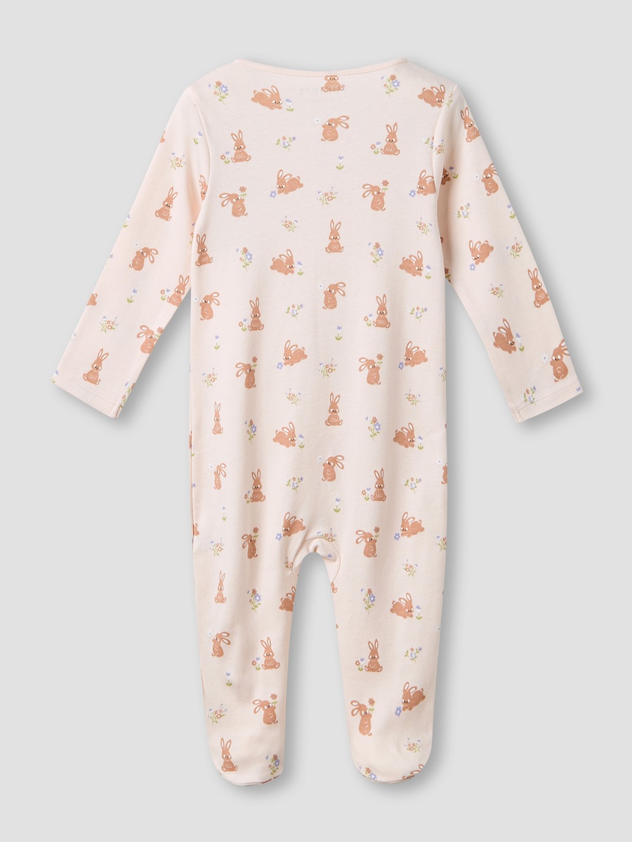 Round Neck Sleepsuit with Rabbit Print