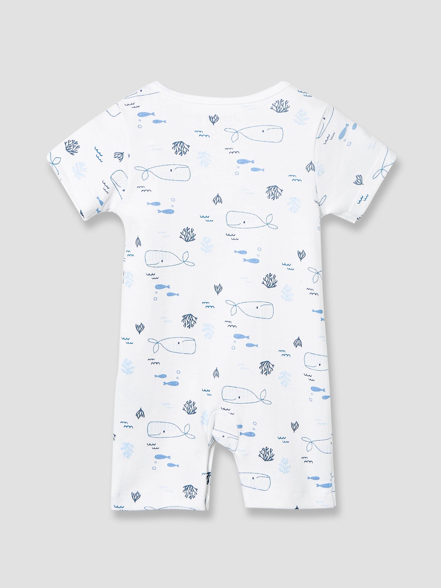 Round Neck Romper with Whale Print