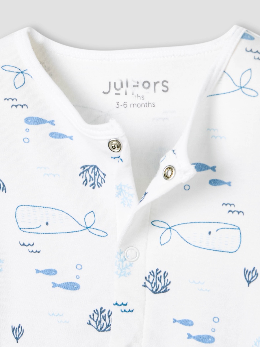 Round Neck Romper with Whale Print