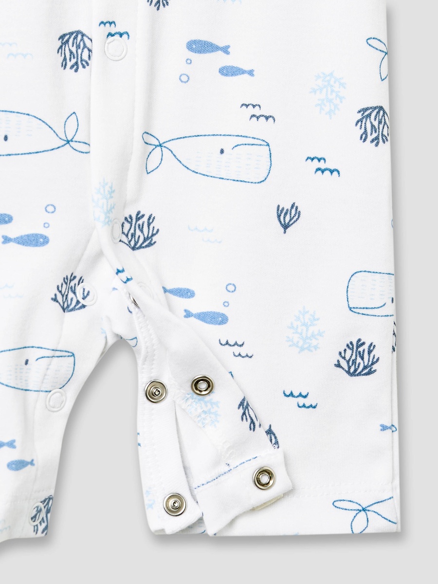 Round Neck Romper with Whale Print