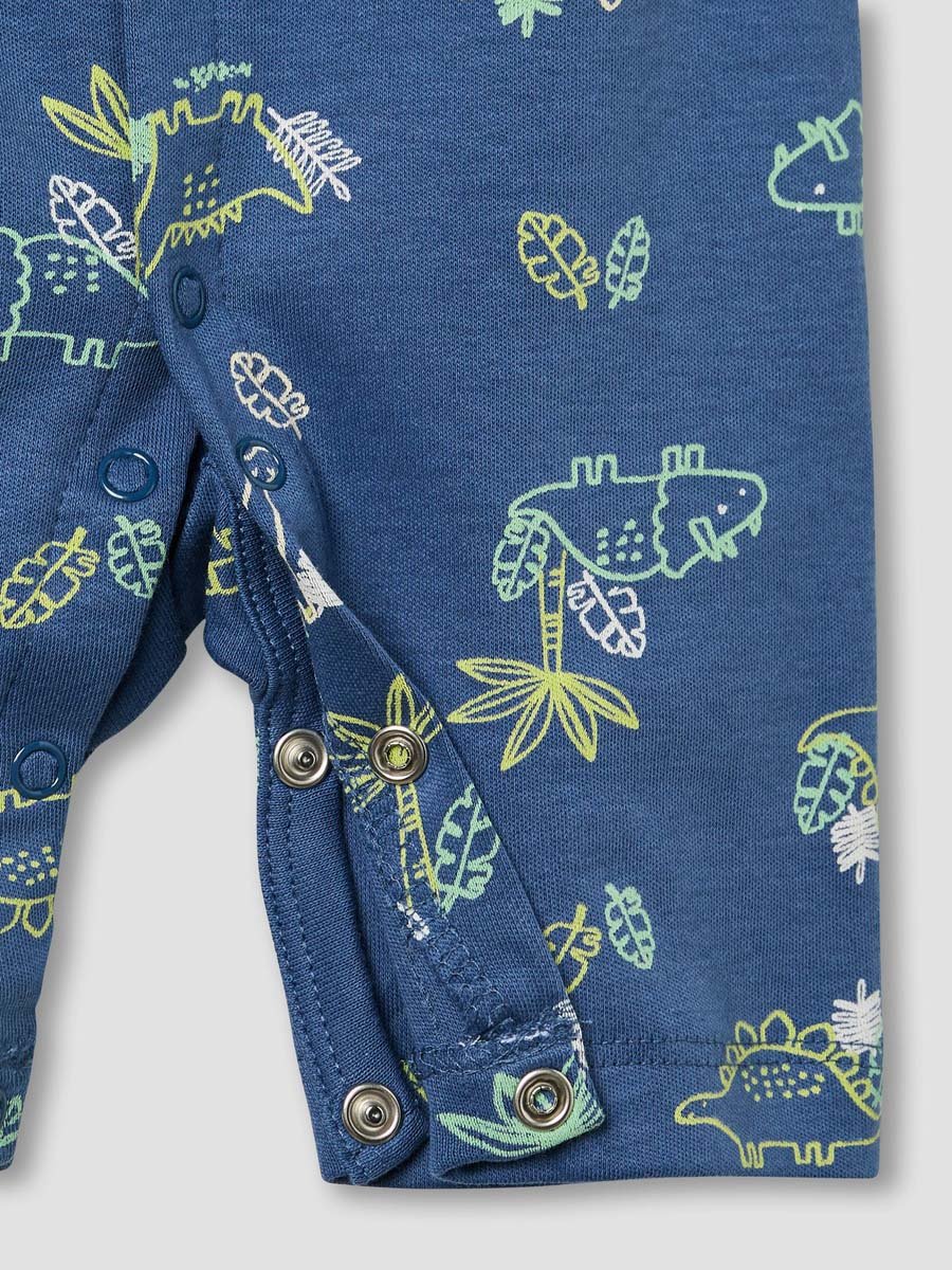 Round Neck Romper with Dinosaur Print