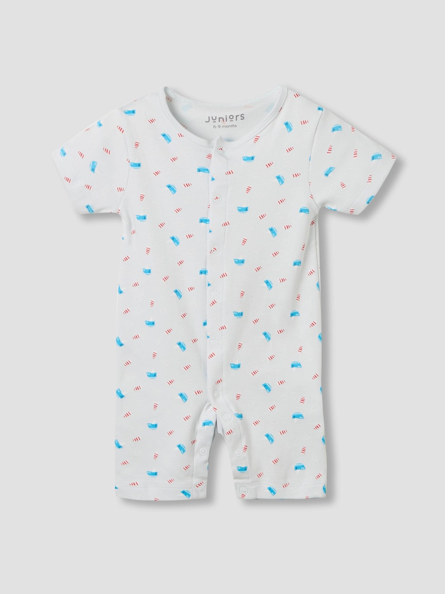 Round Neck Romper with Nautical Print