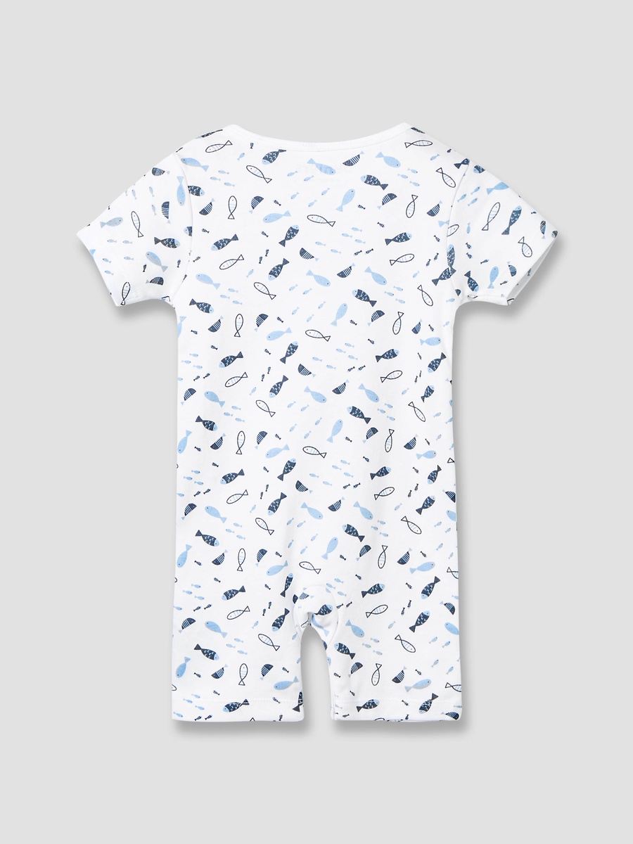 Round Neck Romper with Fish Print