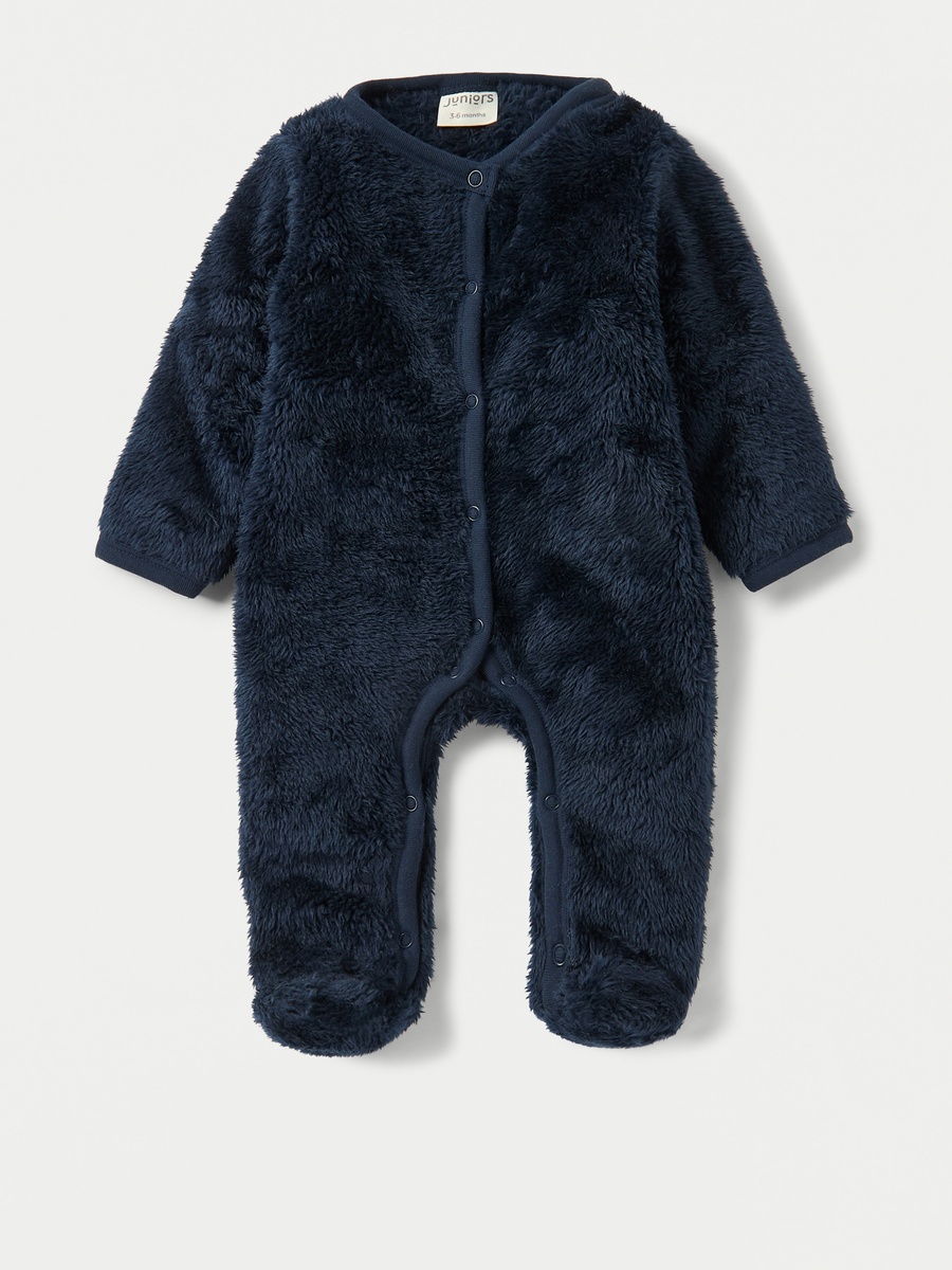 Plush Closed Feet Sleepsuit with Long Sleeves