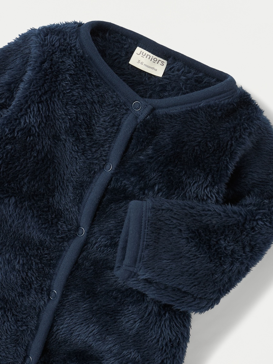 Plush Closed Feet Sleepsuit with Long Sleeves