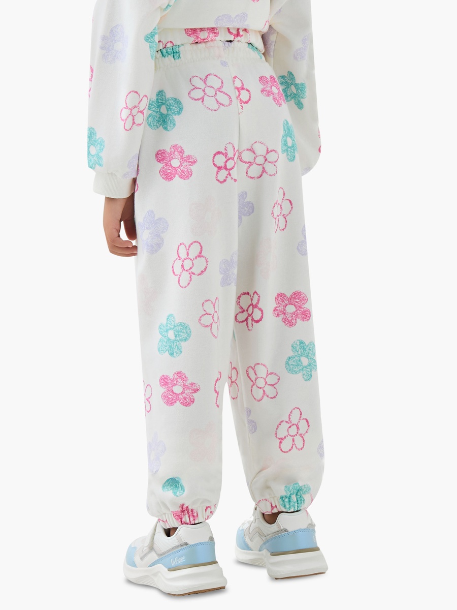 Floral Print Cotton Joggers with Drawstring Waist