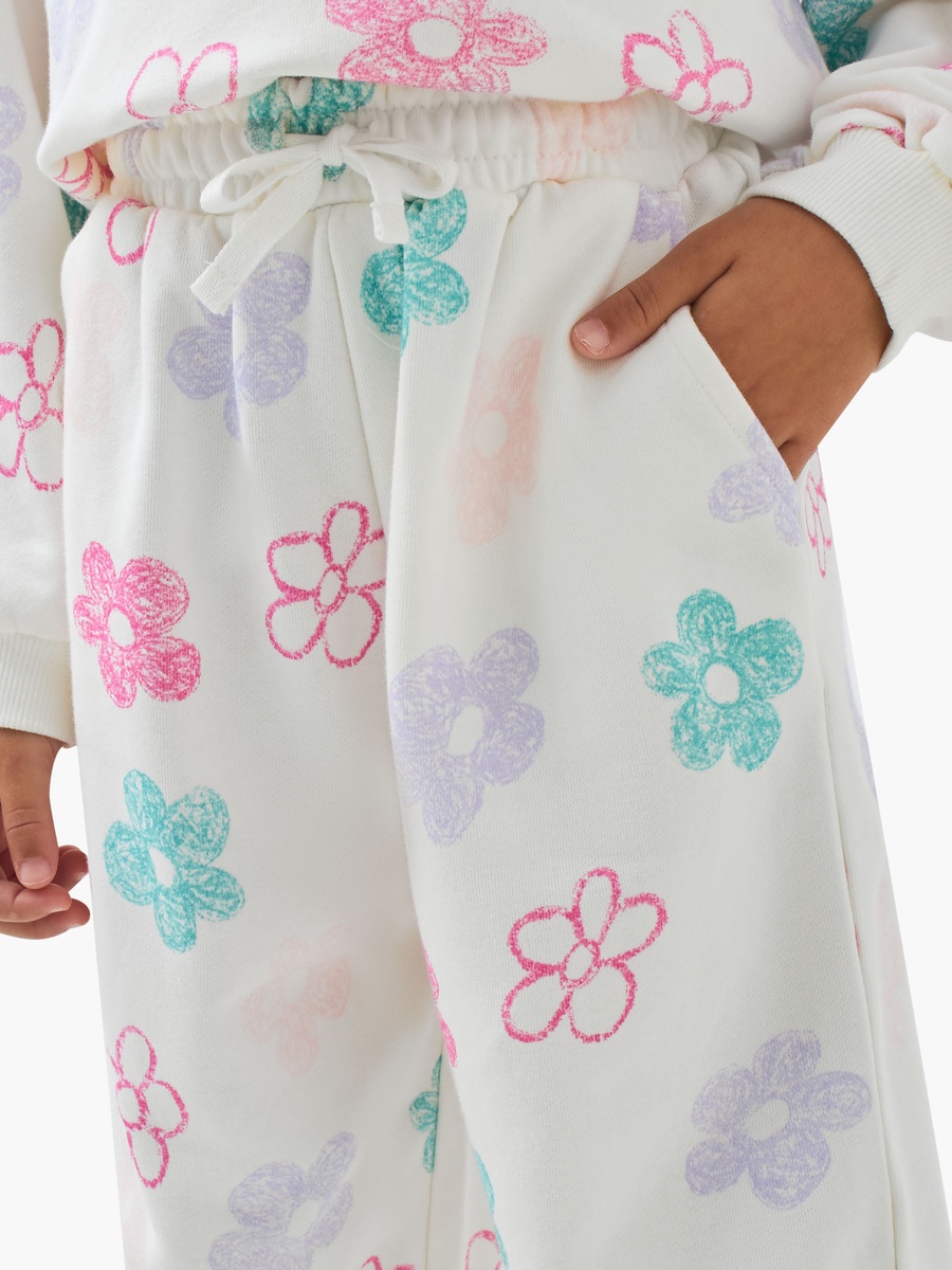 Floral Print Cotton Joggers with Drawstring Waist