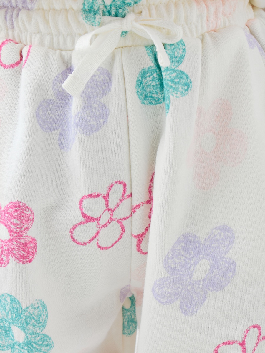 Floral Print Cotton Joggers with Drawstring Waist