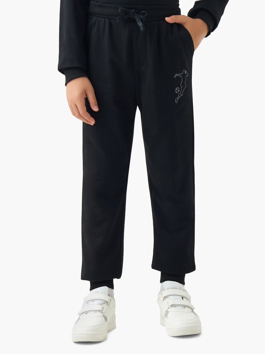 Graphic Print Cotton Joggers with Drawstring Waist