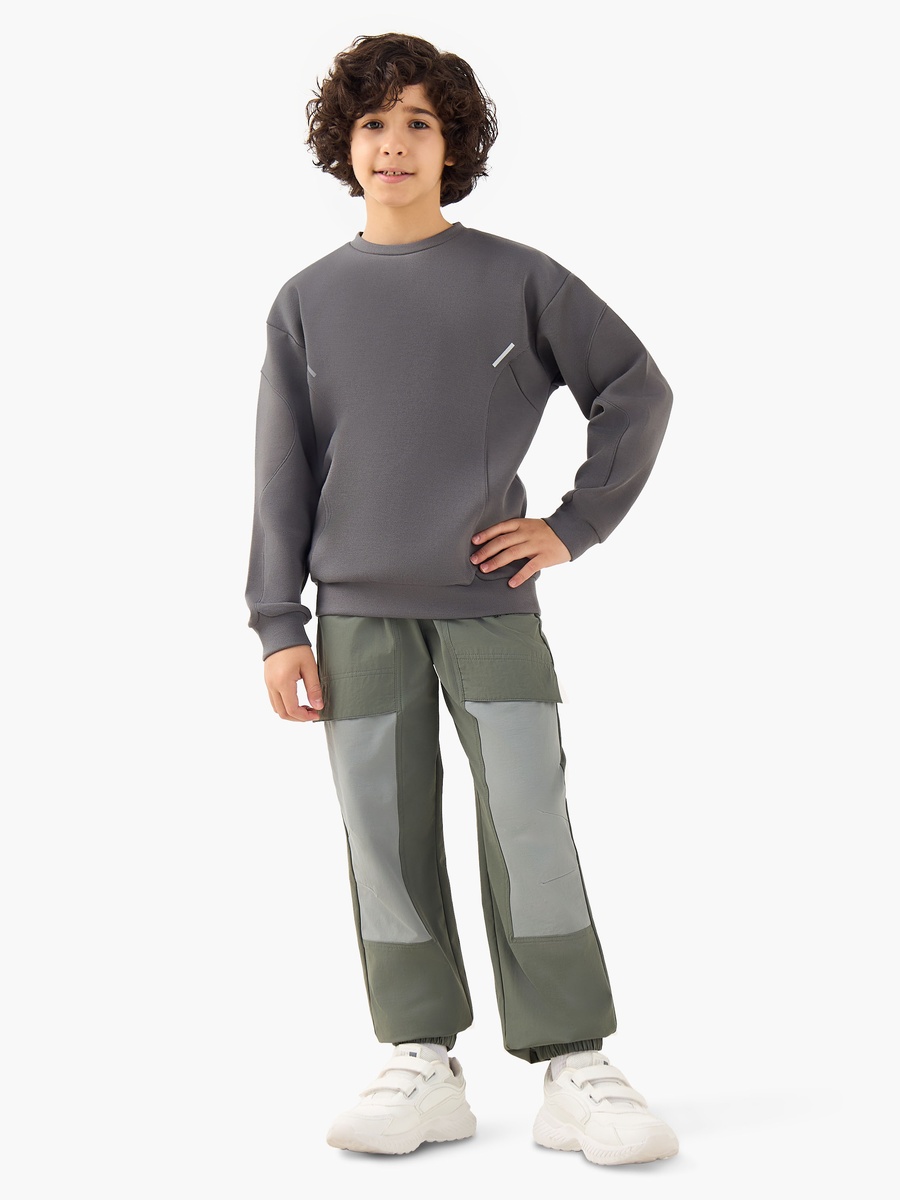 Joggers with Panel Detail - Nylon - Drawstring Waist