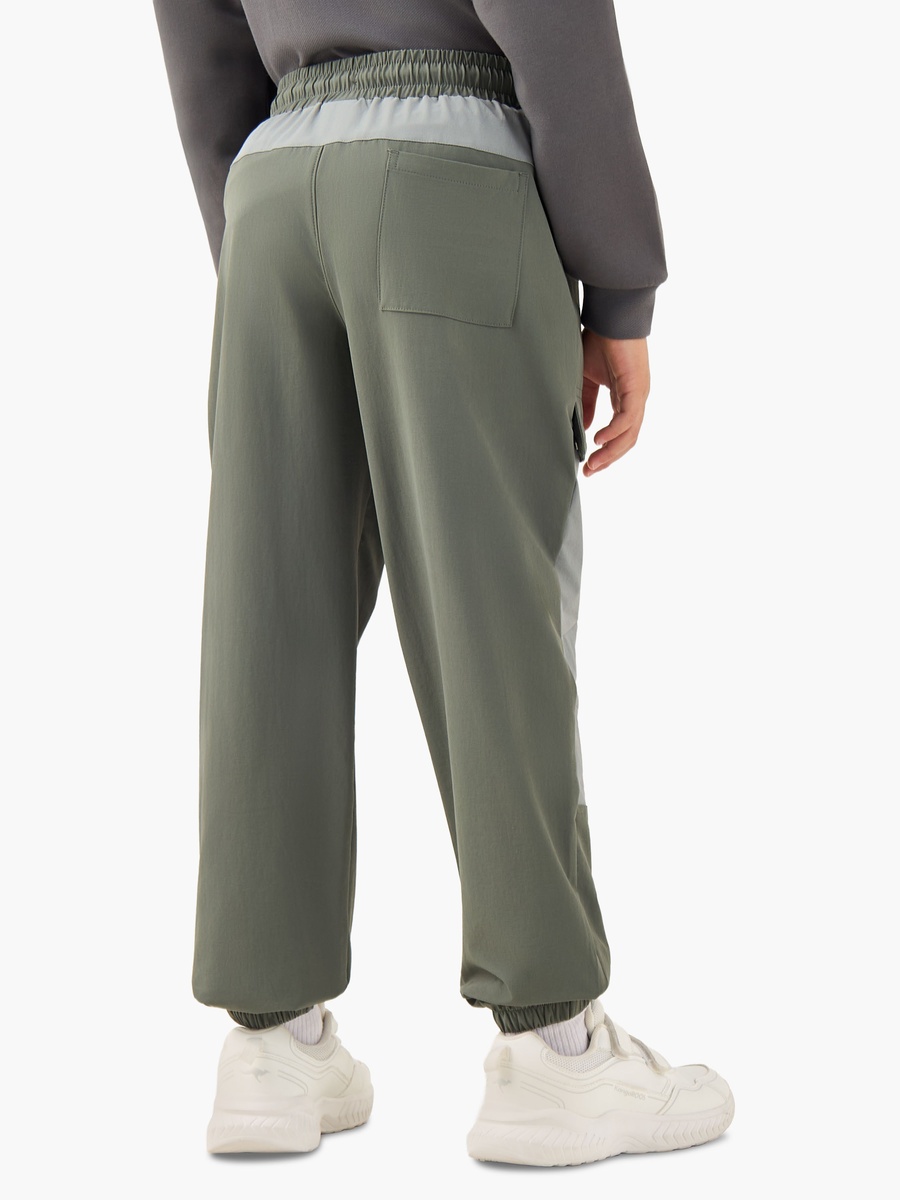 Joggers with Panel Detail - Nylon - Drawstring Waist