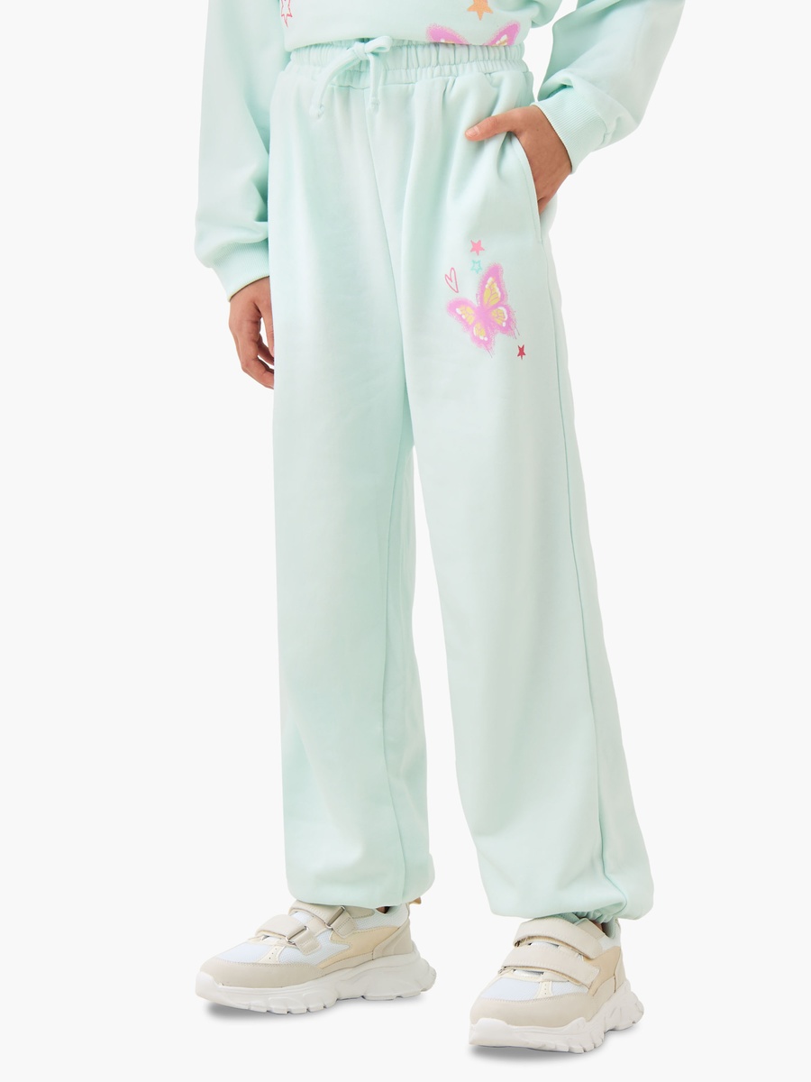 Butterfly Print Cotton Joggers with Elasticated Drawstring