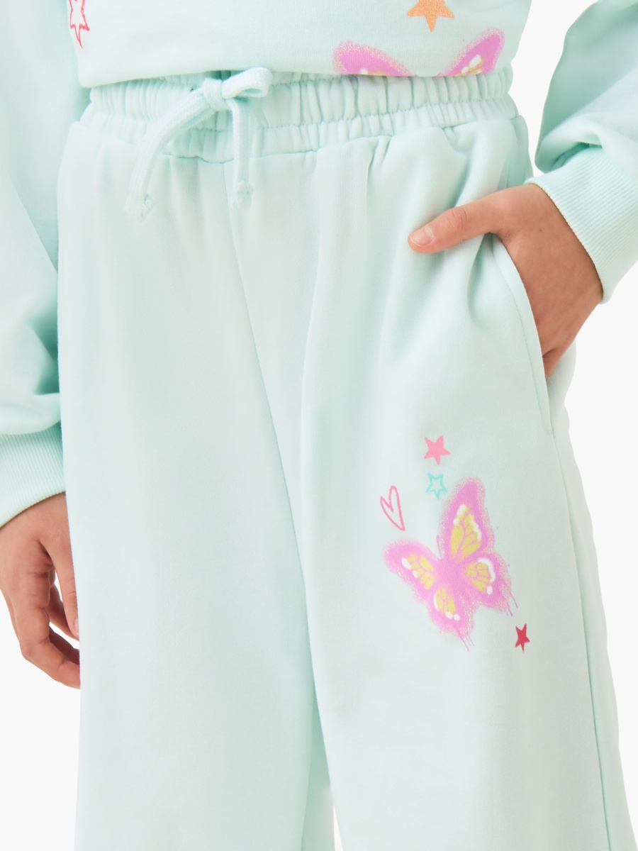 Butterfly Print Cotton Joggers with Elasticated Drawstring