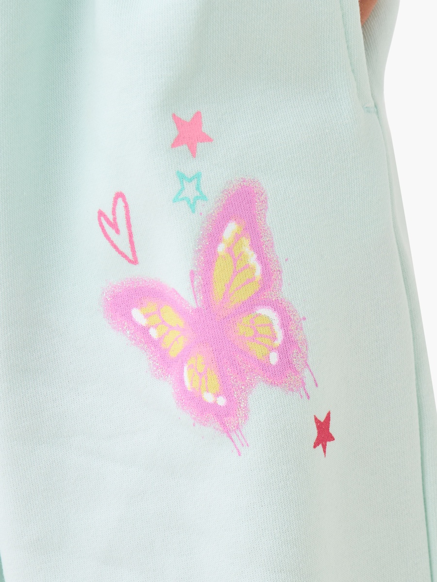 Butterfly Print Cotton Joggers with Elasticated Drawstring