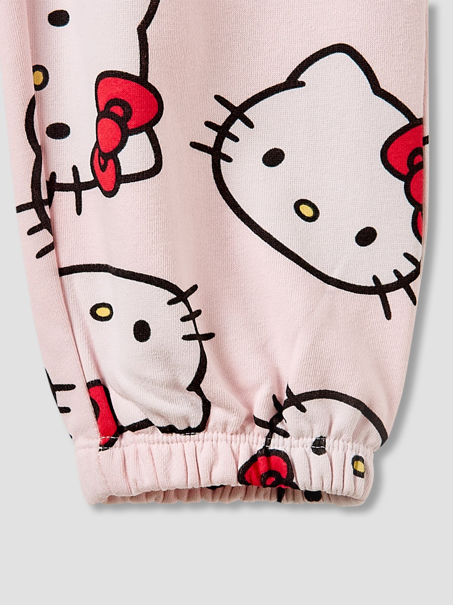 Hello Kitty Print Cotton Sanrio Joggers with Drawstring Waist