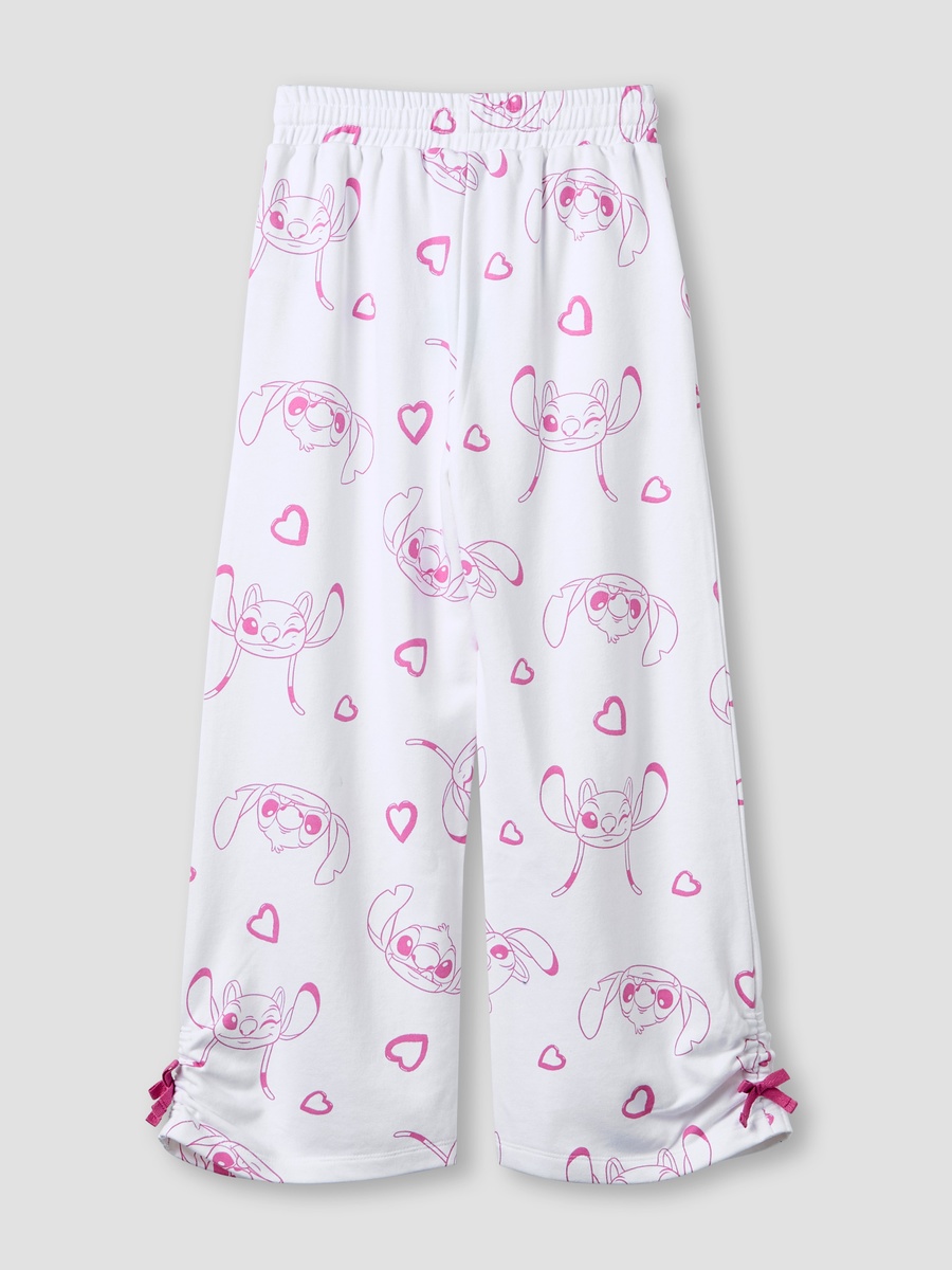 Stitch Print Cotton Track Pants with Drawstring Waist