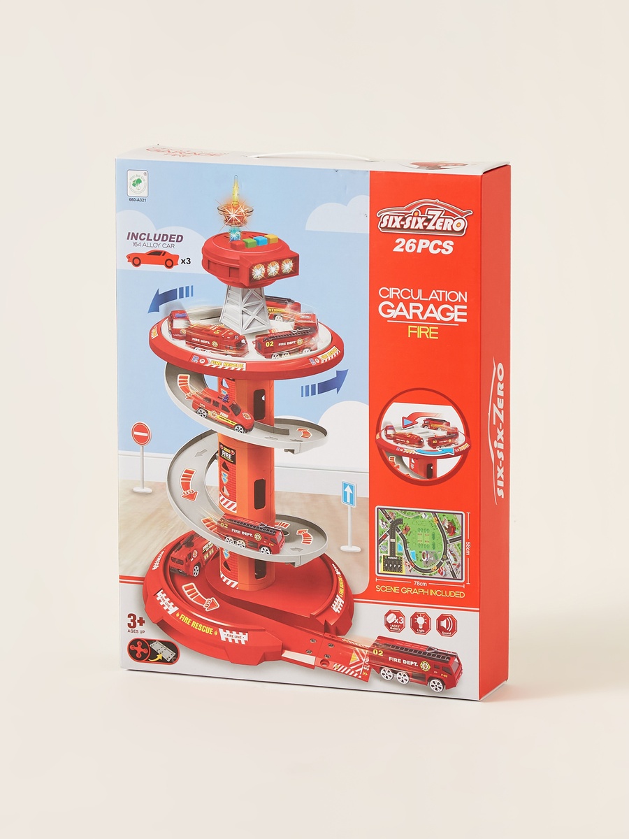 Xiao Bai Cai 26-Piece Circulation Garage Parking Lot Fire Playset