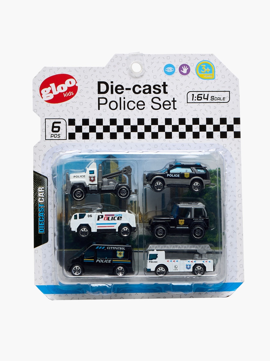 6-Piece Die-Cast Police Car Toy Set