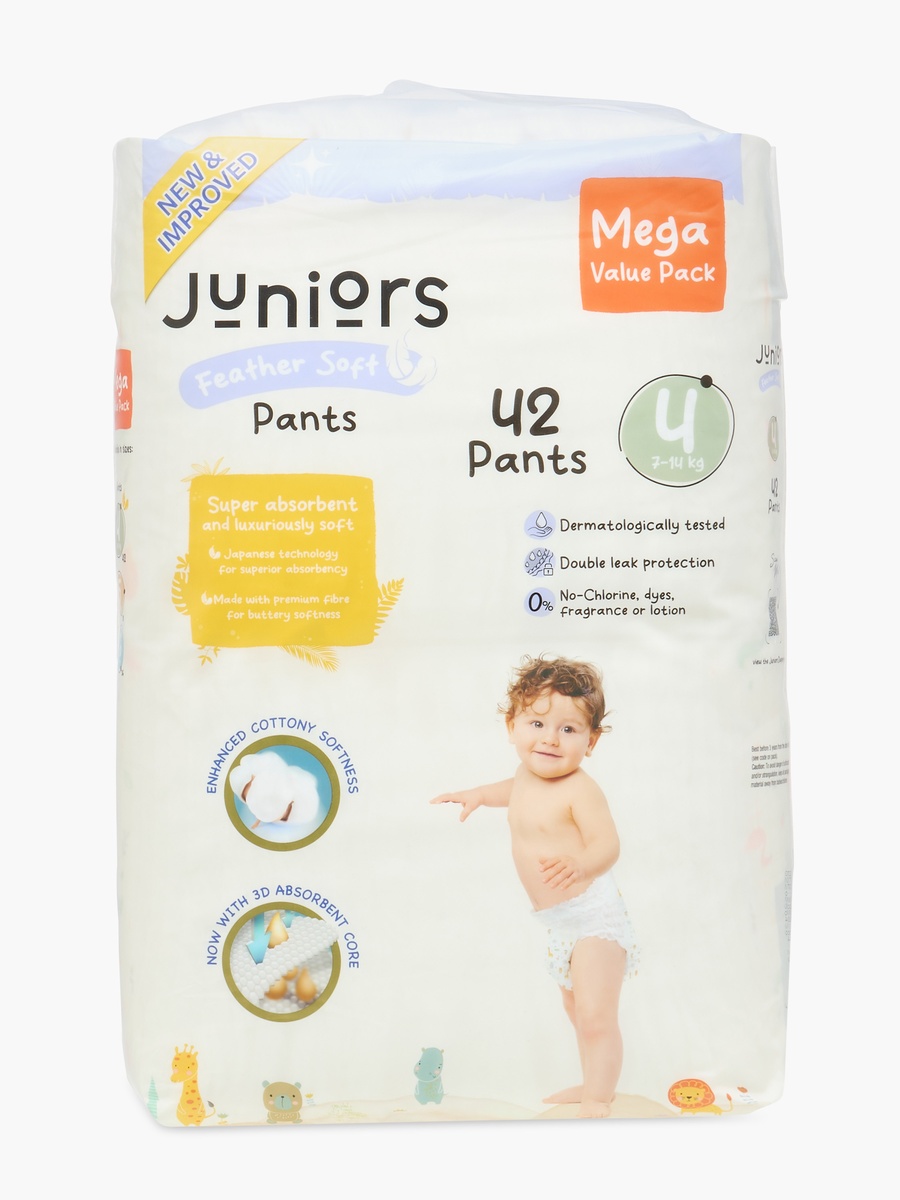 42-Piece Size 4 Pant Style Diapers - Feather Soft Mega Value Pack - 7-14 kg