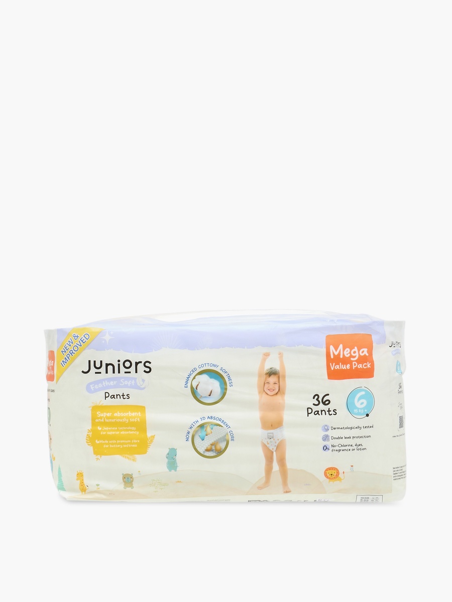 36-Piece Size 6 Pant Style Diapers - Feather Soft Mega Value Pack - 11-18 kg