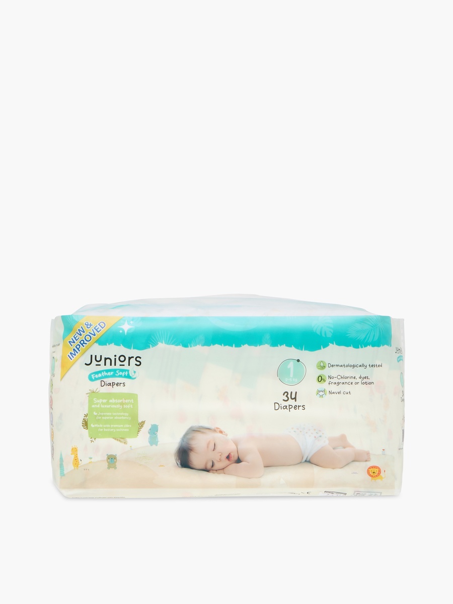 34-Piece Size 1 Tape Style Diapers - Feather Soft Mega Value Pack - 2-5 kg