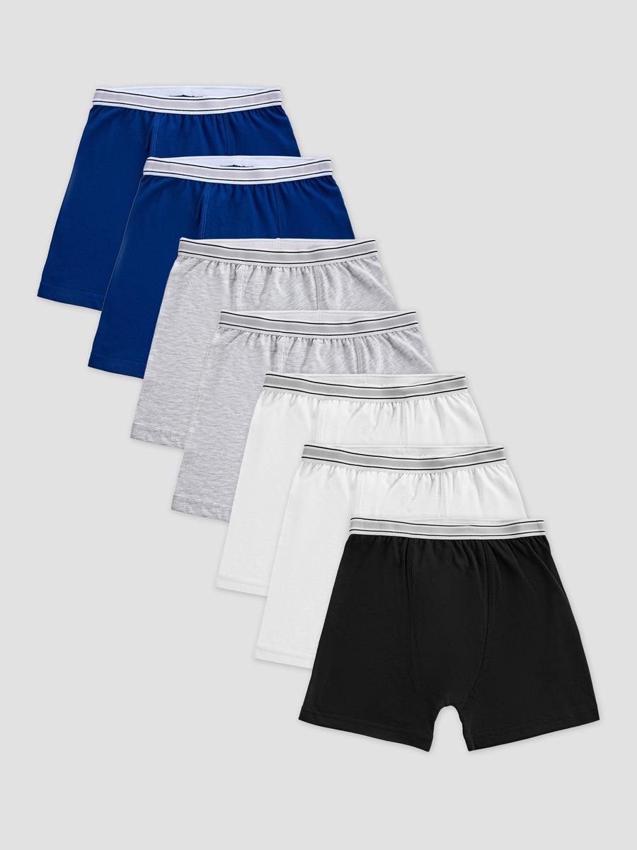 Cotton Boxers with Elastic Waist - 7-Piece Set