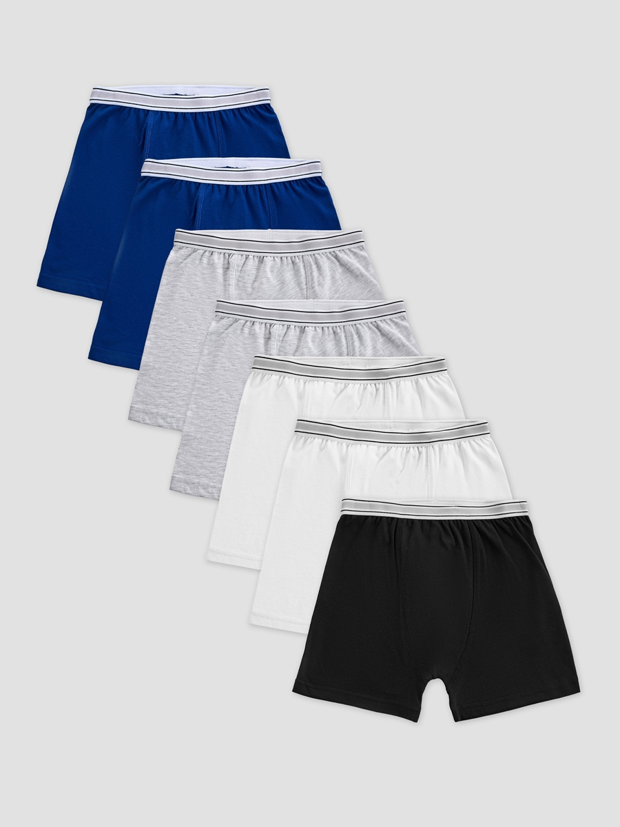 Cotton Boxers with Elastic Waist - 7-Piece Set