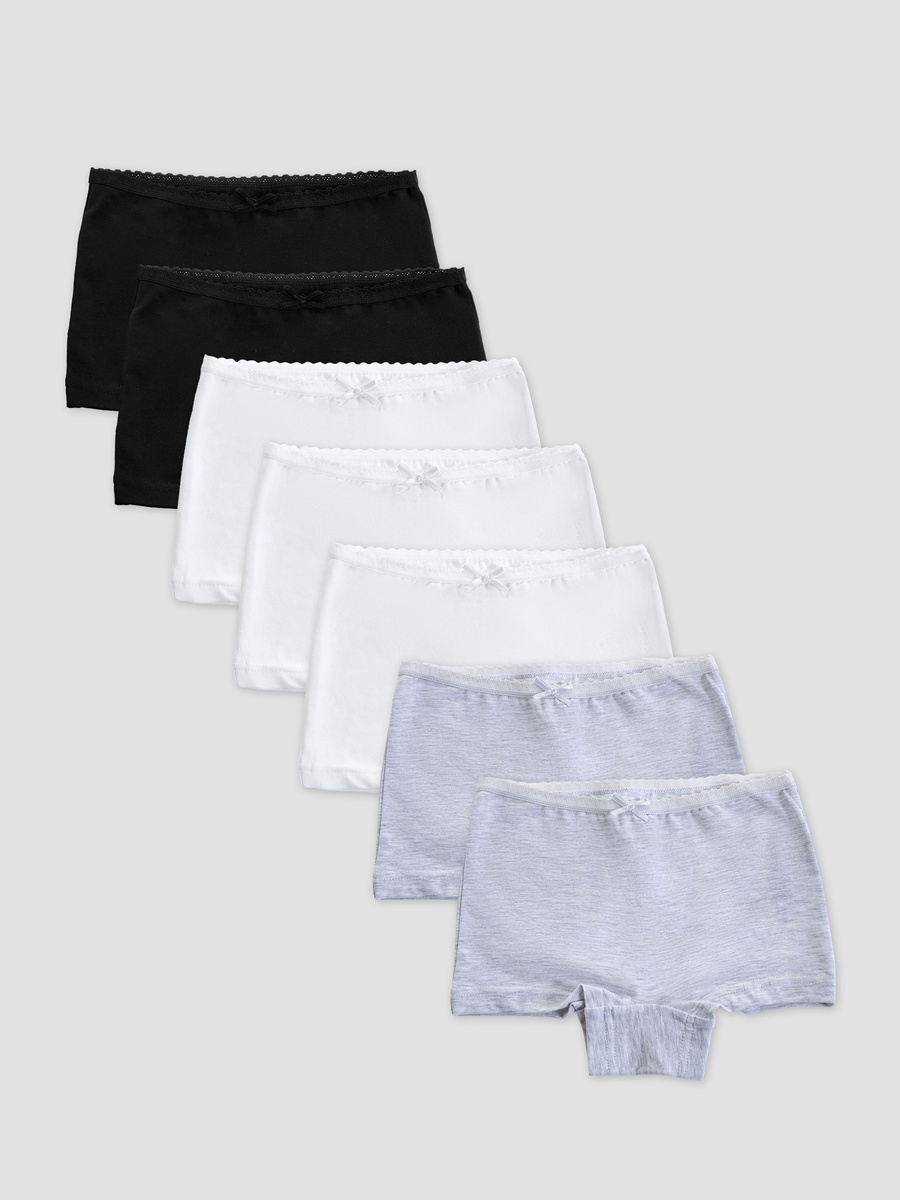 Cotton Panties with Lace Detail - 7-Piece Set