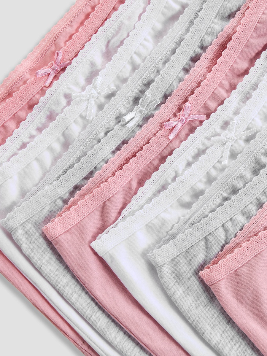 Cotton Panties with Lace Detail - 7-Piece Set