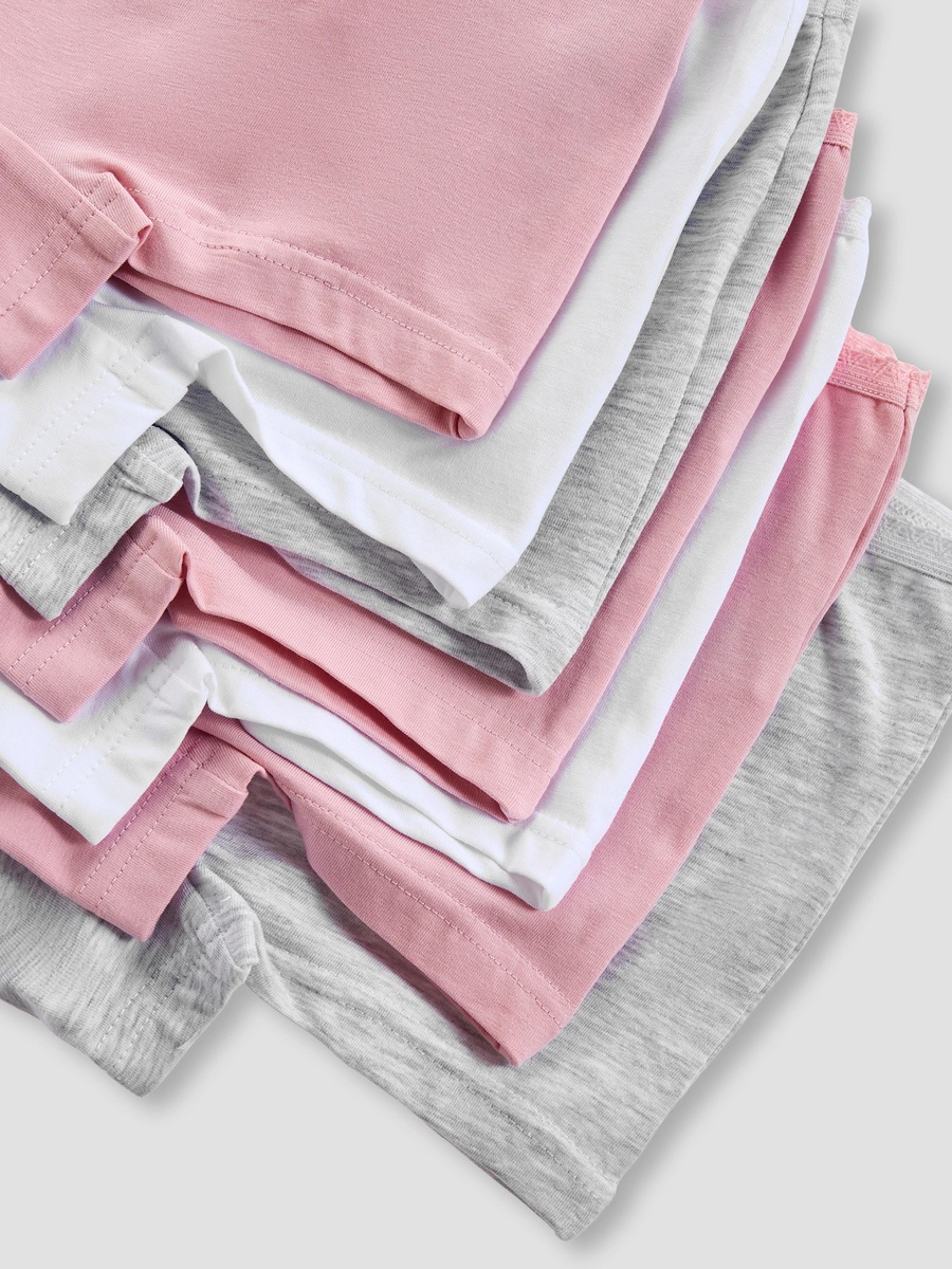 Cotton Panties with Lace Detail - 7-Piece Set