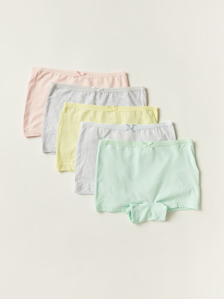 Solid Boxers with Bow Detail - Set of 5