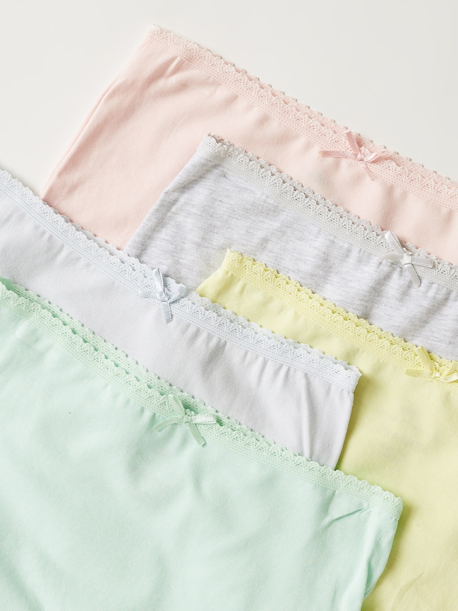Solid Boxers with Bow Detail - Set of 5