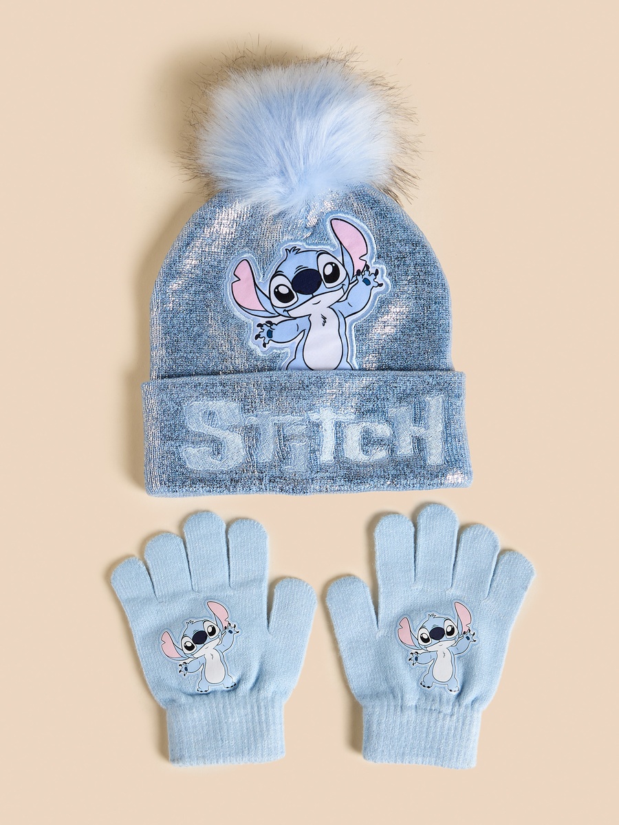 Stitch Applique Beanie Cap with Gloves